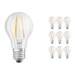 Multipack 10x Ledvance Classic LED E27 Pear Filament Clear 4.2W 470lm - 927 Extra Warm White | Best Colour Rendering - Dimmable - Replaces 40W